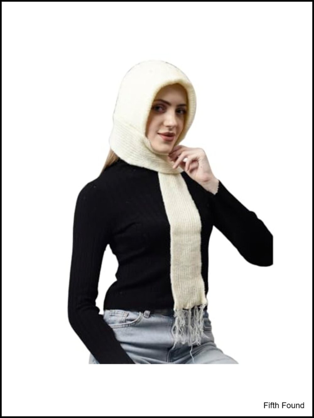 Acro Wool Unisex Winter Beanie Hat with Attached Neck Warmer Scarf Fleece Lined
